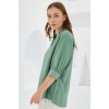 Kadın Çağla Yeşili Gömlek Yaka Saten Bluz 0493