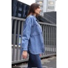 0694 Çift Cepli Oversize Denim Ceket - Lacivert