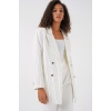 Kadın Beyaz Çift Düğmeli Çizgili Blazer Ceket 0699