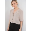 0706 Crop Keten Ceket - Bej