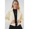 0717 Kadın Kısa Kaşe Ceket - Krem