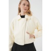 0717 Kadın Kısa Kaşe Ceket - Krem
