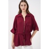 Fermuarlı Kadın Gömlek 0721 - Bordo