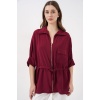 Fermuarlı Kadın Gömlek 0721 - Bordo