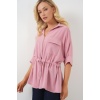 Fermuarlı Kadın Gömlek 0721 - Pudra