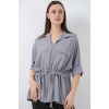 Fermuarlı Kadın Gömlek 0721 - Gri