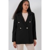 Kadın Kruvaze Yaka Blazer Ceket 0722 - Siyah