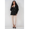 Kadın Kruvaze Yaka Blazer Ceket 0722 - Siyah