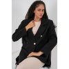 Kadın Kruvaze Yaka Blazer Ceket 0722 - Siyah