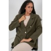 Kadın Kruvaze Yaka Blazer Ceket 0722 - Haki