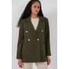 Kadın Kruvaze Yaka Blazer Ceket 0722 - Haki