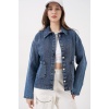 Kadın Çift Cepli Denim Ceket 0731 - Lacivert