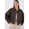 Kadın Oversize Kısa Ceket 0732 - Kahverengi