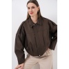 Kadın Oversize Kısa Ceket 0732 - Kahverengi