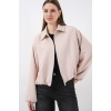 Kadın Oversize Fermuarlı Ceket 0735 - Krem