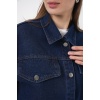 Kadın Boydan Düğmeli Kuşalı Kot Ceket 0740 - Lacivert