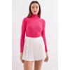 10311 Balıkçı Yaka Triko Kazak - Fuşya