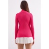 10311 Balıkçı Yaka Triko Kazak - Fuşya