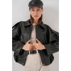 Kadın Oversize Deri Ceket 1055 - Siyah