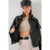 Kadın Oversize Deri Ceket 1055 - Siyah
