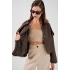 Kadın Oversize Deri Ceket 1055 - Kahverengi