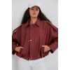 Kadın Oversize Deri Ceket 1055 - Kiremit