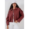 Kadın Oversize Deri Ceket 1055 - Kiremit