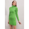 15797 Balıkçı Yaka Triko Elbise - Y.Yeşil