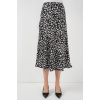 Kadın Siyah Beyaz Desenli Saten Etek 15806