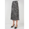 Kadın Siyah Beyaz Desenli Saten Etek 15806