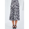 Kadın Siyah Beyaz Desenli Saten Etek 15806