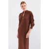 15839 Boydan Triko Elbise - Kahverengi