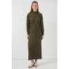 15839 Boydan Triko Elbise - Haki
