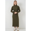 15839 Boydan Triko Elbise - Haki