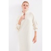 15839 Boydan Triko Elbise - Krem