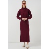 15839 Boydan Triko Elbise - Y.Bordo