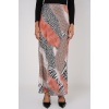 Kadın Desenli Saten Etek 15877 - Turuncu