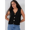 15882 Düğmeli Kısa Triko Yelek - Siyah