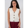 15882 Düğmeli Kısa Triko Yelek - Beyaz