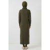 15900 Boydan Tesettür Triko Elbise - Haki