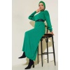 15900 Boydan Tesettür Triko Elbise - Yeşil