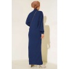 15900 Boydan Tesettür Triko Elbise - Lacivert