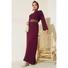 15900 Boydan Tesettür Triko Elbise - Y.Bordo