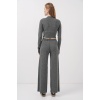 15905 Kadın Crop Kazak Pantolon Triko Alt Üst Takım - Füme