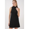 15906 Sıfır Kol Mini Triko Elbise - Siyah
