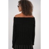 15908 Kadın Açık Omuz Oversize Triko Kazak - Siyah