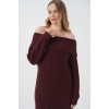 15920 Madonna Yaka Oversize Triko Elbise - Bordo