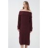 15920 Madonna Yaka Oversize Triko Elbise - Bordo