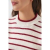 Kadın Çizgili Triko Süveter 15926 - Bordo