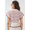 Kadın Çizgili Triko Süveter 15926 - Bordo